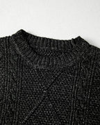 Casual Mid-Length Cable Knit Drop Shoulder Pullover Sweater