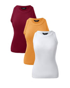 3-Pack Knit Racerback Tank Tops, Round Neck, Thick Straps