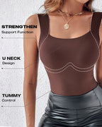 Seamless U-Neck Sleeveless Tank with Built-In Bra for Layering