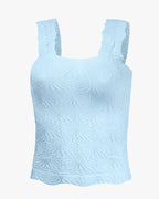 Floral Jacquard Square Neck Crop Top with Thick Straps