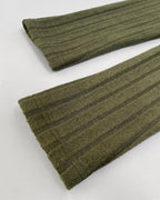 Fleece-Lined U-Neck Long Sleeve Ribbed Thermal Tee, No Padding