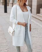 Hooded Heart Pattern Oversized Cardigan with Open Front