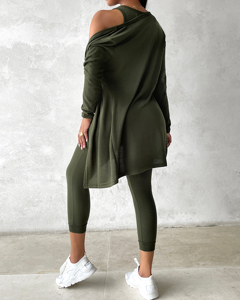 3-Piece Lounge Set: Tank Top, Open Coat, Comfort Pants
