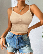 Lace V-Neck Spaghetti Strap Bralette - Sexy Soft Crop Cami