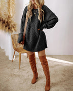Casual Mid-Length Cable Knit Drop Shoulder Pullover Sweater