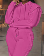 2-Piece Long Sleeve Hoodie and Wide-Leg Pants Set.