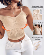 Lace V-Neck Spaghetti Strap Bralette - Sexy Soft Crop Cami