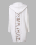 Hooded Heart Pattern Oversized Cardigan with Open Front