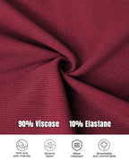U-Neck Long-Sleeve Ribbed Top Featuring Integrated Bra Support