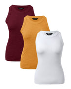 3-Pack Knit Racerback Tank Tops, Round Neck, Thick Straps