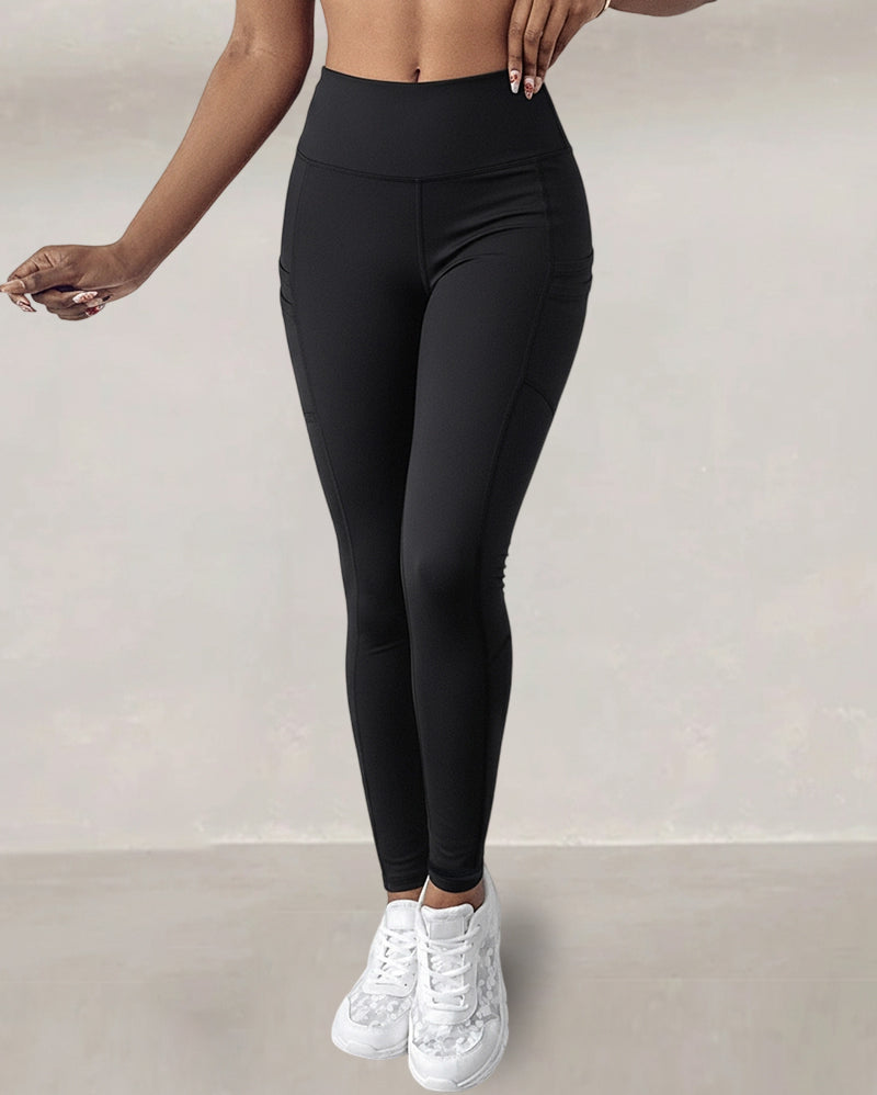 Winter Warm High-Waisted Thermal Yoga Pants with Pockets
