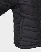 Fuzzy Trim Hooded Puffer Jacket with Shirred Zipper Pockets