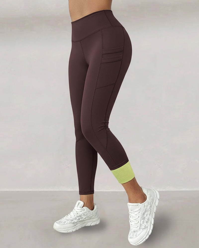 Winter Warm High-Waisted Thermal Yoga Pants with Pockets