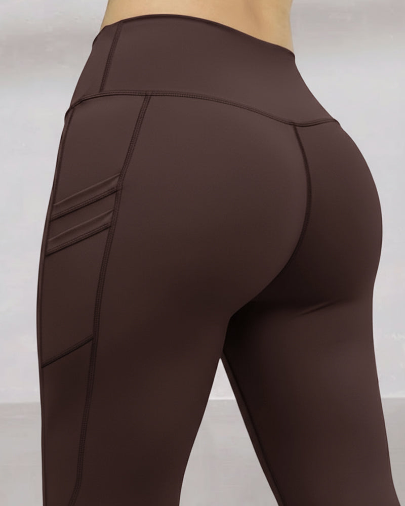 Winter Warm High-Waisted Thermal Yoga Pants with Pockets