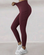 Winter Warm High-Waisted Thermal Yoga Pants with Pockets