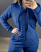 Two-Piece Ensemble Featuring Long-Sleeve Hoodie and Straight-Leg Pants