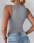 2-Pack Ribbed Racerback Tank Tops, Round Neck, No Bra Pads