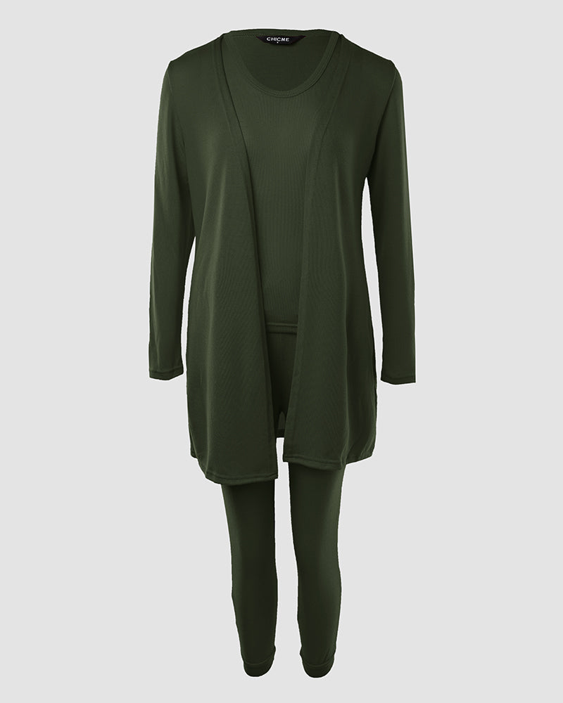 3-Piece Lounge Set: Tank Top, Open Coat, Comfort Pants