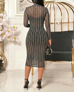 Vintage Chain Print Sheer Mesh Bodycon Cami Outfit