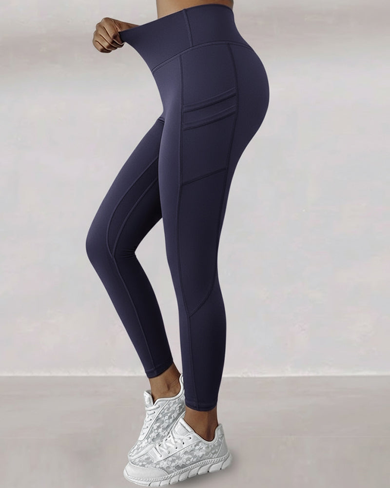 Winter Warm High-Waisted Thermal Yoga Pants with Pockets