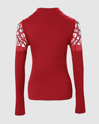Hollow Rhinestone Cold Shoulder Long-Sleeve Casual T-Shirt