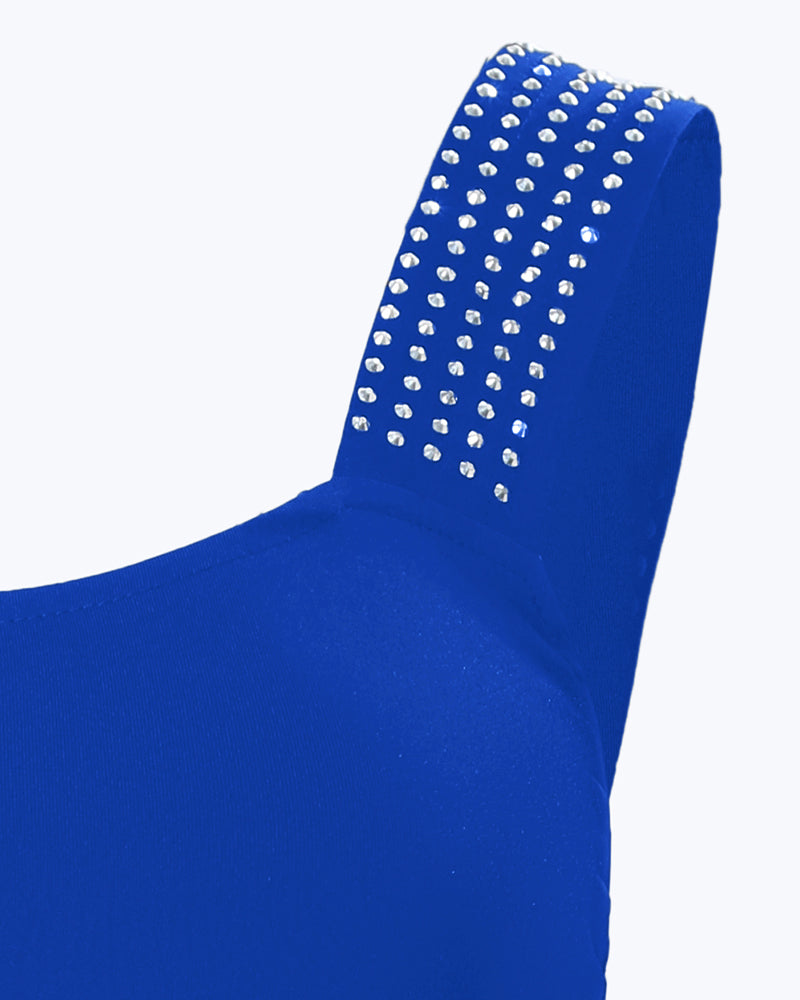 Thick Strap Tank Top with Rhinestone Embellishments