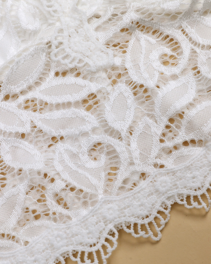 Guipure Lace Spaghetti Strap V-Neck Top