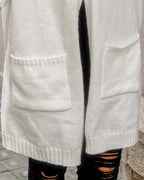 Hooded Heart Pattern Oversized Cardigan with Open Front