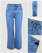 High Waist Straight Leg Seam Front Zip Casual Jeans