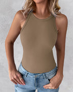 3-Pack Knit Racerback Tank Tops, Round Neck, Thick Straps