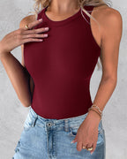 3-Pack Knit Racerback Tank Tops, Round Neck, Thick Straps