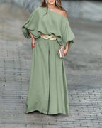 Lantern Sleeve Top and Wide Leg Pants Set with Zipper