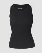 Round Neck Ribbed Tank Top with Integrated Bra