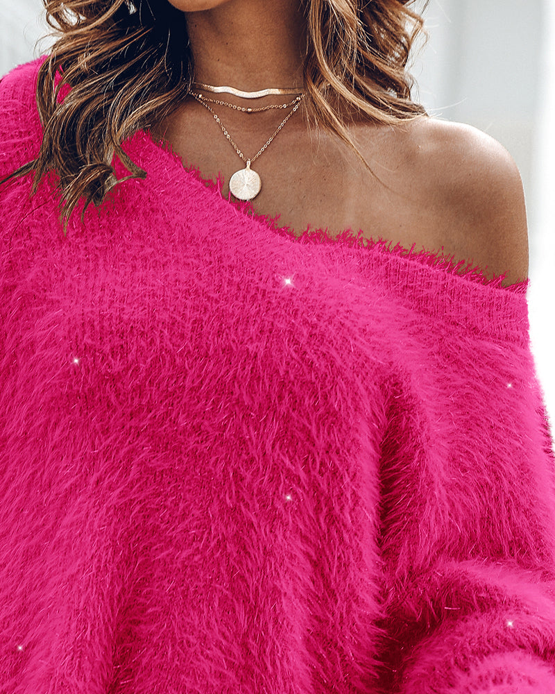 V-Neck Long Sleeve Tassel Fringe Pullover Sweater for Fall/Winter