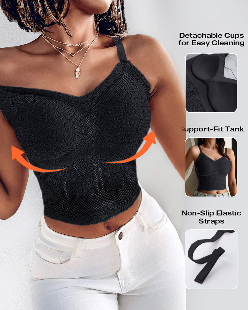 Lace V-Neck Camisole with Adjustable Spaghetti Straps Bralette