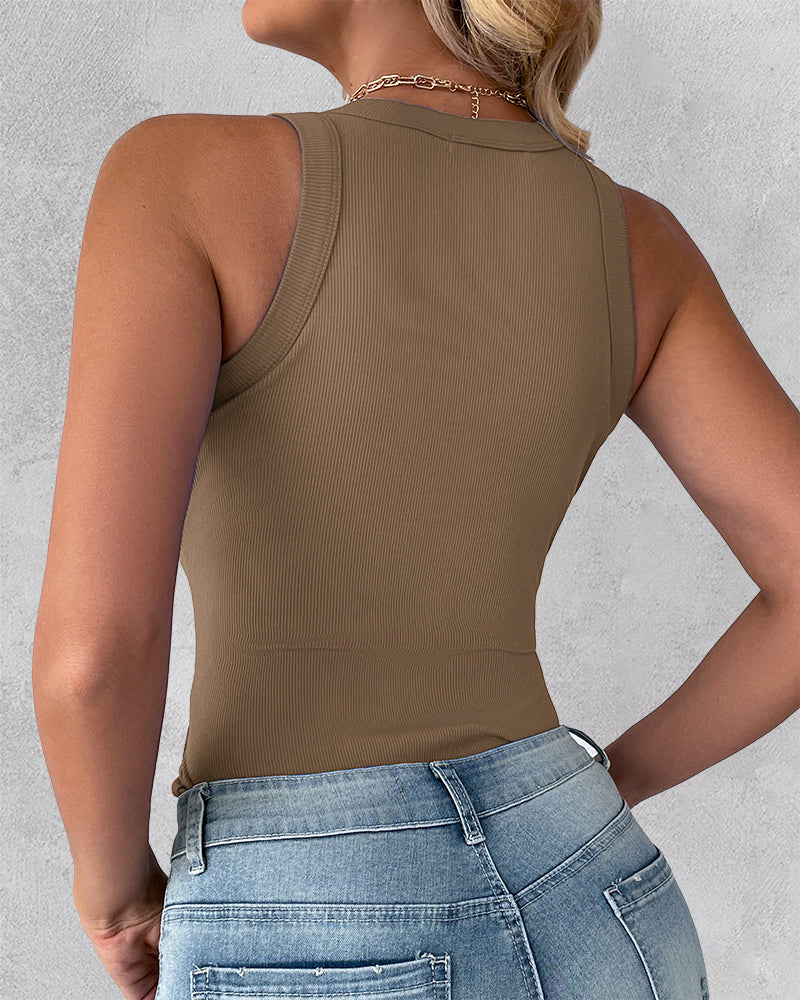 3-Pack Knit Racerback Tank Tops, Round Neck, Thick Straps
