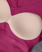 Rib Knit Notch Neck Long Sleeve Top with Built-In Bra