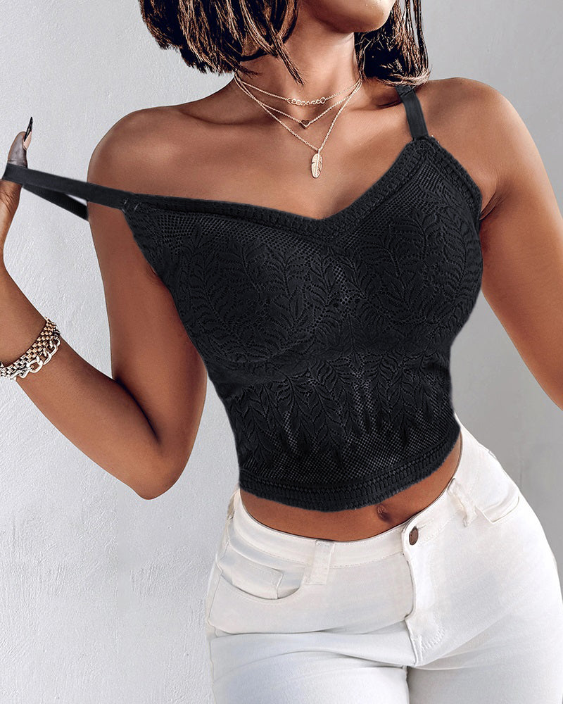 2-Pack Women's Lace V-Neck Camisole Bralettes with Adjustable Straps