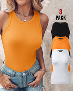 3-Pack Knit Racerback Tank Tops, Round Neck, Thick Straps