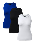 3-Pack Knit Racerback Tank Tops, Round Neck, Thick Straps