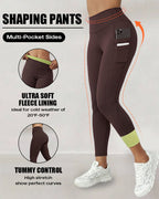 Winter Warm High-Waisted Thermal Yoga Pants with Pockets