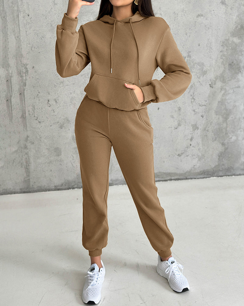 Argyle Textured Hooded Teddy Jacket with Long Sleeves and Side Slits