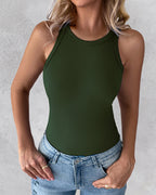 3-Pack Knit Racerback Tank Tops, Round Neck, Thick Straps