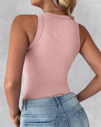 3-Pack Knit Racerback Tank Tops, Round Neck, Thick Straps