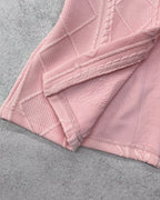 Argyle & Cable Textured Double-Breasted Coat with Metal Button Stand