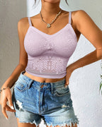 Lace V-Neck Spaghetti Strap Bralette - Sexy Soft Crop Cami