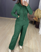 Two-Piece Ensemble Featuring Long-Sleeve Hoodie and Straight-Leg Pants