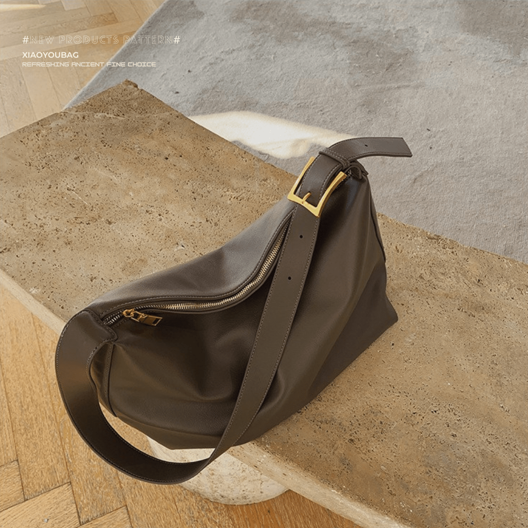 Mélanie | Brown Crescent Crossbody Bag