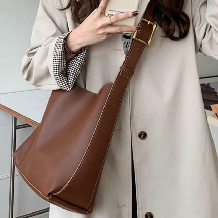 Brown Bucket Crossbody Bag