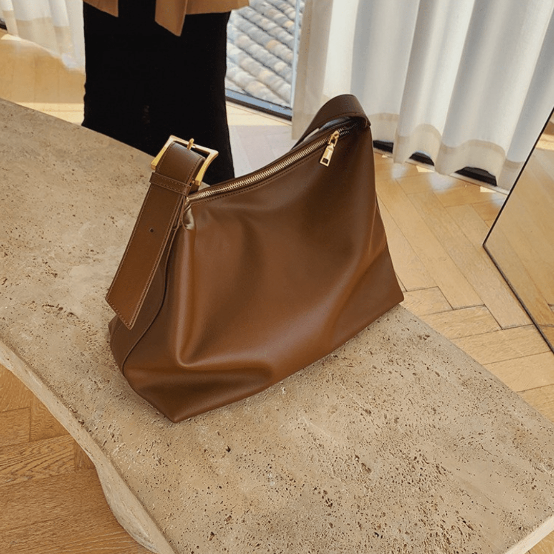 Mélanie | Brown Crescent Crossbody Bag